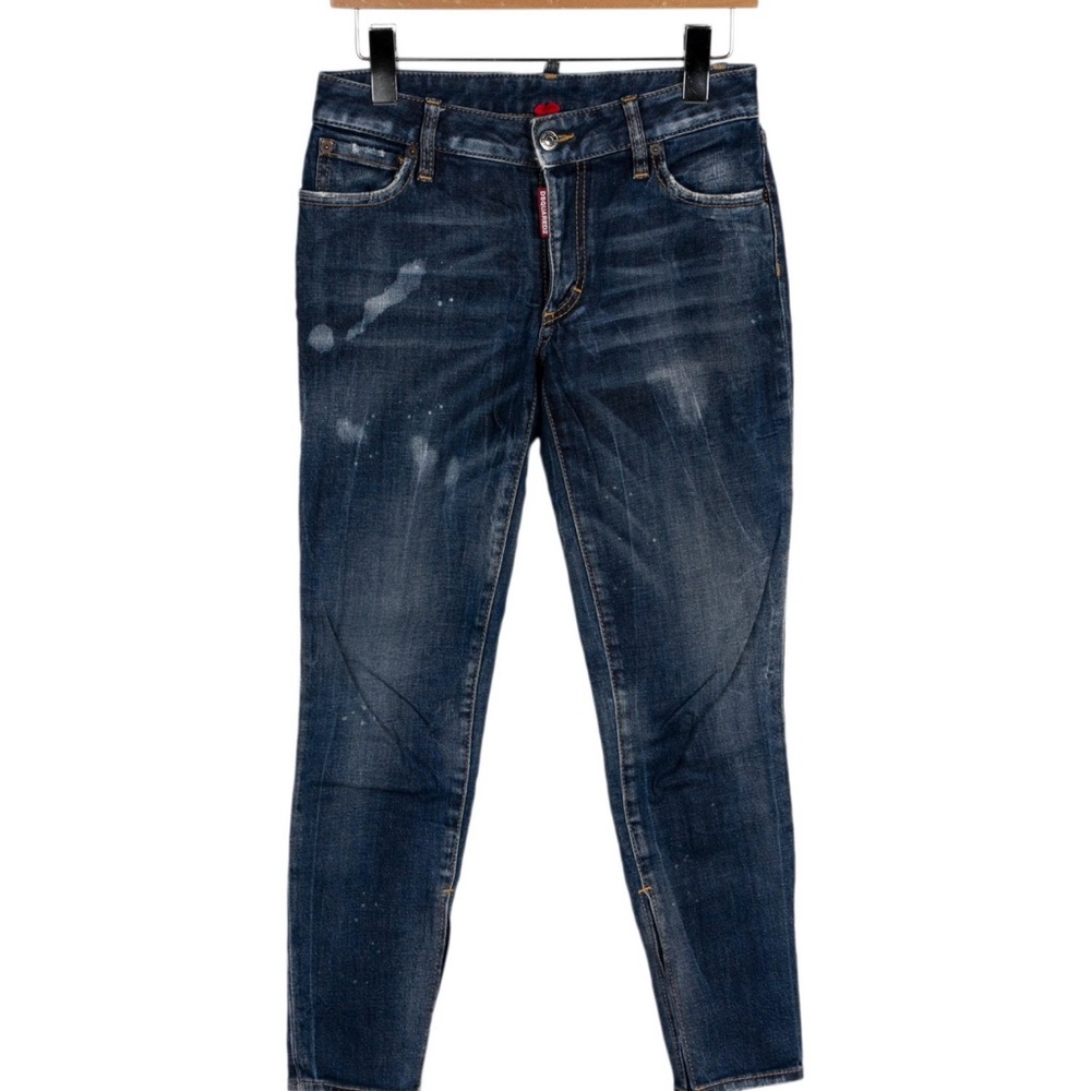 DSQUARED2 Blue Skinny Jeans with Distressed Look
